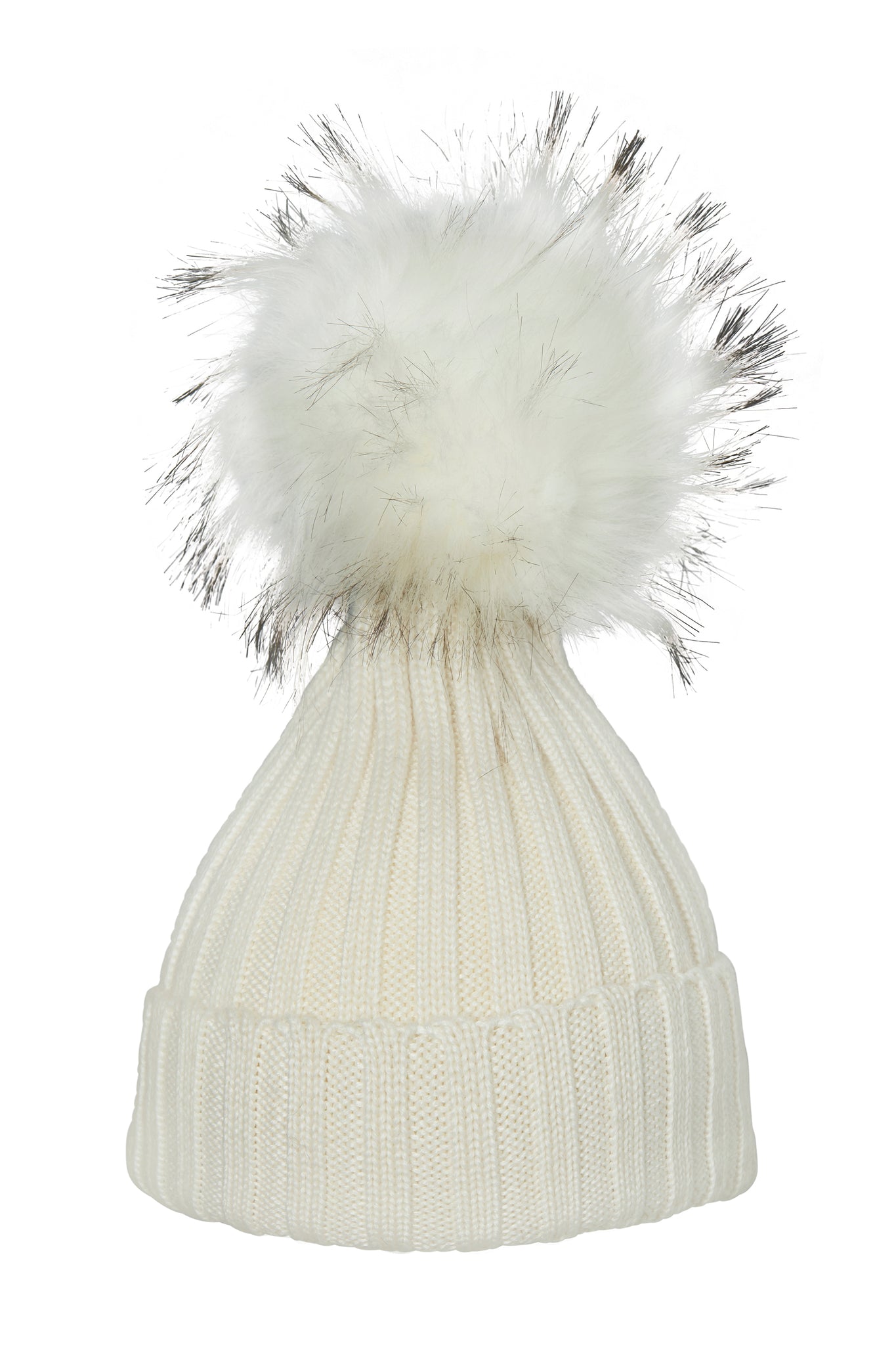 POM POM HAT CLASSIC FAUX FUR WHITE/WHITE